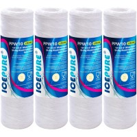 5 Micron 10" x 2.5" String Wound Sediment Water Filter Cartridge for Well filter Universal Replacement for Any 10 inch RO Unit WP-5 Aqua-Pure AP110 CFS110 Culligan P5 WFPFC4002 WP-5 CW-MF,4PACK