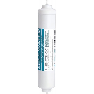 APEC Water Systems FI-ES-TCR-QC 10" High Capacity Inline Carbon Filter with 1 4" Quick Connect for Undersink Reverse Osmosis Water System Stage-5 1 Count Pack of 1 White