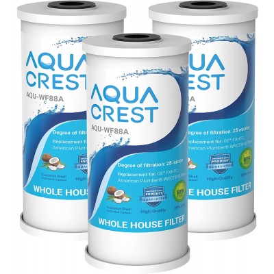 AQUACREST FXHTC 5 Micron 10" x 4.5" Whole House Water Filter Replacement for GE FXHTC GXWH40L American Plumber W10-PR W10-BC Culligan RFC-BBSA GXWH35F W50PEHD Pentek R50-BB Pack of 3
