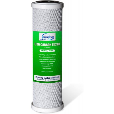 iSpring FC15 FC15-10 CTO Carbon Block Filter Cartridge 10" x 2-1 2" 5 Microns 1 Count Pack of 1 White