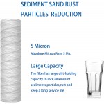 Lafiucy 5 Micron 10" x 2.5" String Wound Sediment Water Filter Cartridge,5 Pack,Whole House Sediment Filtration Universal Replacement for Most 10 inch RO Unit