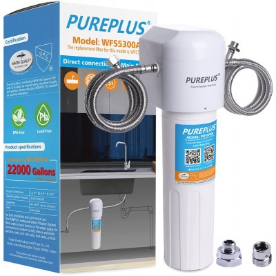 PUREPLUS Under Sink Water Filter 22000 Gallons 99.99% Chlorine Reduction NSF ANSI Certified Direct Connect Under Counter Water Filtration System