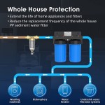 Waterdrop Spin Down Sediment Water Filter Reusable Whole House Pre-Filtration System 50-Micron Plus Extra 2Pcs Push-to-connect Fitting 1"MNPT+3 4"FNPT+3 4"MNPT