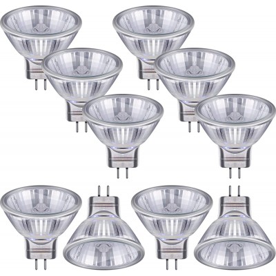10 Pieces Halogen Light Bulbs MR11 12V FTD Halogen Spotlight Bulbs GU4 Bi-Pin Base Glass Cover Warm White 2700K Dimmable Precision Halogen Reflector Fiber Optic Light Bulb 20 Watt