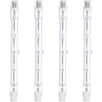 4 Pack Halogen R7S 118mm 300W 120V Dimmable 4500lm Beam Angle J-Type Double Ended Floodlight Bulb 360° Warm White 2700K
