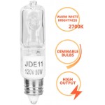 4 Pack JD E11 120V 50 Watt Halogen Bulbs,Mini Candelabra Bulbs for House Lighting Fixtures,Ceiling Lamps,Table Lamps,Cabinet Lighting