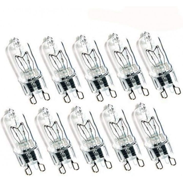 G9 60W Halogen Bulbs T4 G9 Halogen Bulbs G9 Base Bi-pin Halogen Bulb T4 JCD 120V G9 60 Watt Halogen Light Bulb,Clear,Warm White 2700K,Pack of 10