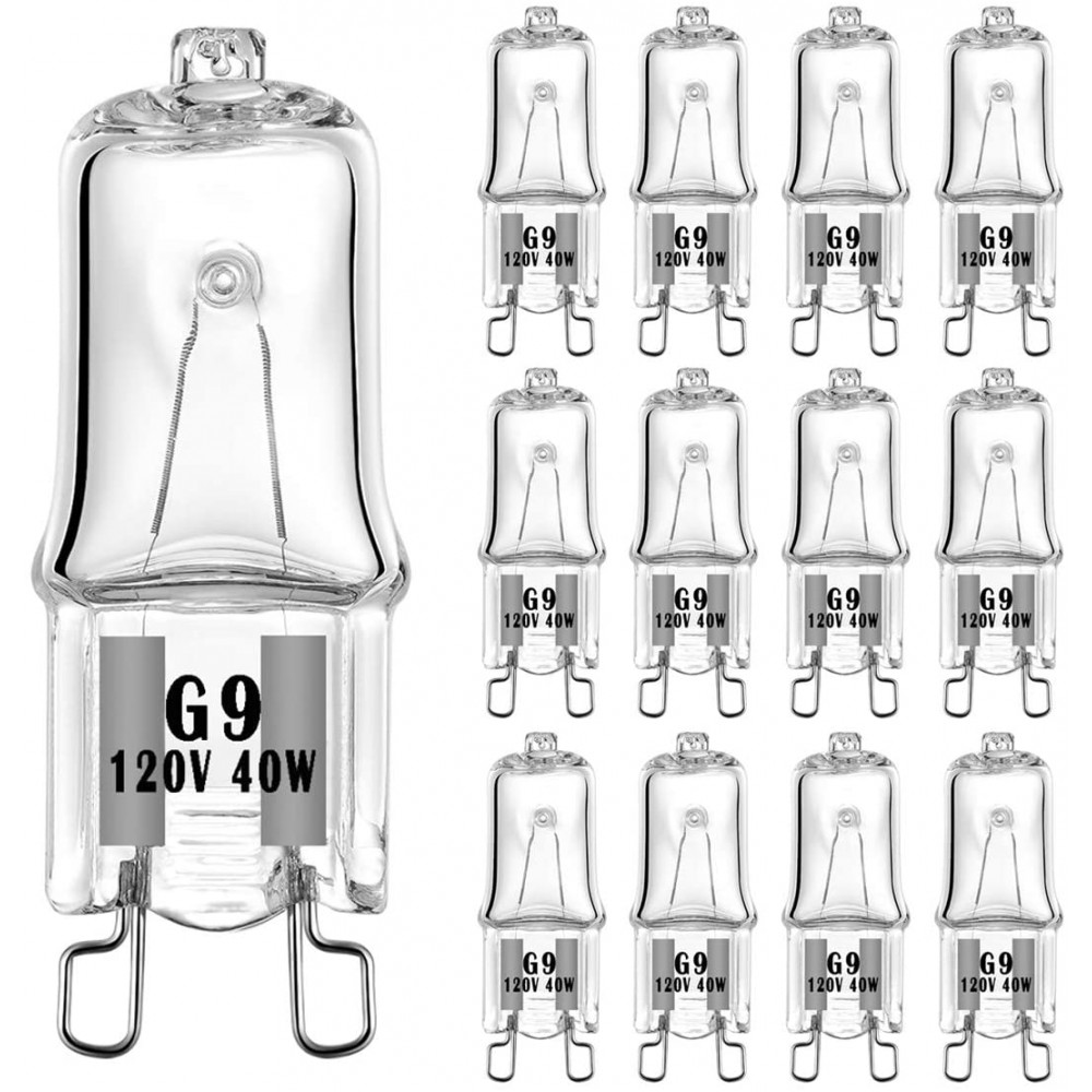 G9 Halogen Bulb 40W 120V T4 JCD Type G9 Base 2 Pin Xenon Light Bulb Dimmable Warm White 12 Pack