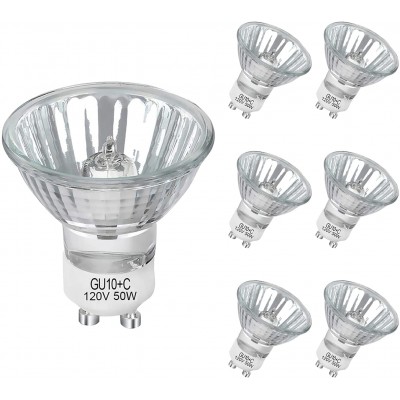 GU10 120V 50W Halogen Light Bulbs Dimmable 2700K Warm White MR16 GU10 Base for Track Light Bulbs Recessed Light Bulbs Range Hood Light Bulbs 6 Pack