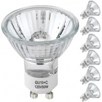 GU10 Bulb,6Pack 120V 50W gu10+c Halogen Light Bulb for Track & Recessed Lighting Replacement Bulb for NP5 Candle Carmer Bulb,Dimmable,MR16 GU10 Base Light Bulb with Glass Cover.Warm White