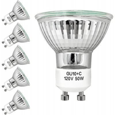 GU10 Halogen Light Bulbs 50W 120V MR16 for Track Recessed Accent Lighting,Ceiling Light Dimmable Warm White（Pack of 6）