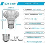 Par20 Bulbs 6 Pack 120V 50W Par20 Flood Light Bulbs E26 Medium Base Long Lasting Life High Output Par20 50W Halogen Bulb -Warm Light