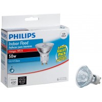 PHILIPS 415760 50-Watt Halogen Indoor Flood MR16 GU10 Base 120-Volt Light Bulb 6-Pack