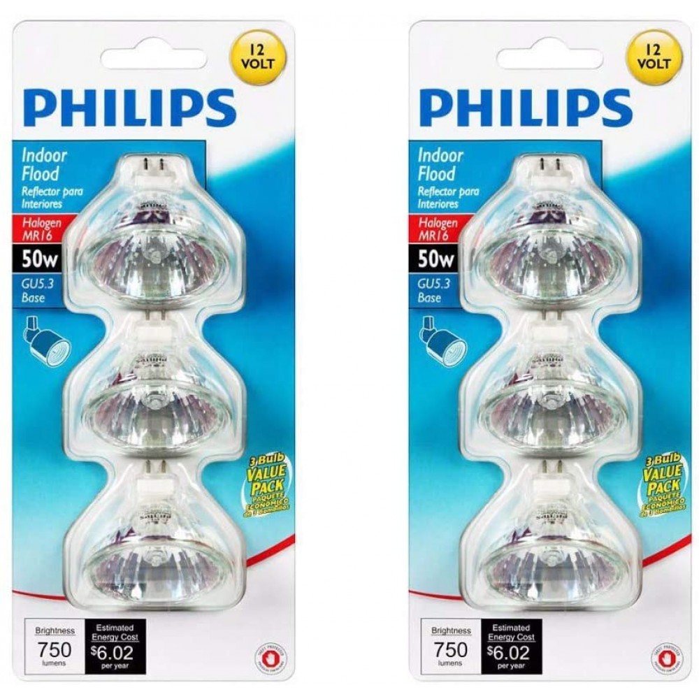 Philips 415802 Landscape and Indoor Flood 50-Watt MR16 12-Volt Light Bulb 3-Pack x 2