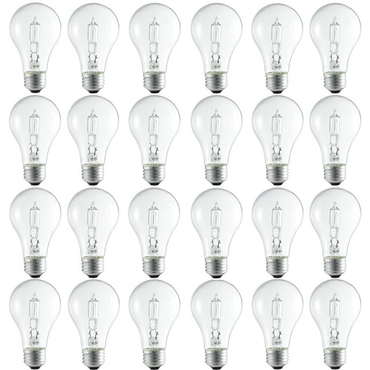 Philips Halogen Clear Dimmable A19 Bulb 750 Lumen Bright White Light 2920K 43W=60W E26 Base 24-Pack