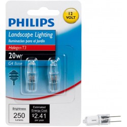 Philips Outdoor Landscape T3 Light Bulb 250 Lumen Soft White Light 2800K 20-Watt 12-Volt Bi-Pin Base 2-Pack