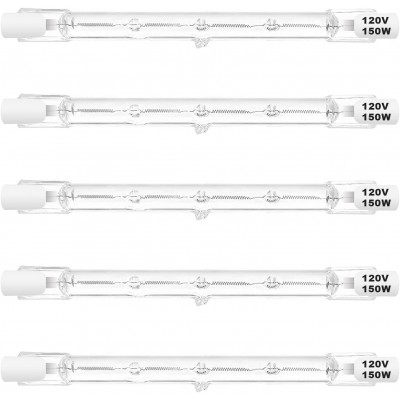 R7S Halogen Bulbs 150W Dimmable 120V 118mm T3 J Type Floodlight Bulb with Long Lifespan 2700K Warm White Linear Double Ended Light Bulbs for Work Security Landscape Lights Floor Lamps 5 Pack