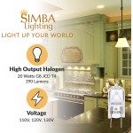 Simba Lighting Halogen Light Bulb G8 T4 20W JCD Bi-Pin 10 Pack Shorter 1-3 8" 1.38" Length for Under Cabinet Puck Lights Kitchen Hood Landscape Lights Desk Lamps 120V Dimmable 2700K Warm White