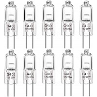SSLC G4 Halogen Bulbs 20W 280LM T3 Bi-Pin Bulb 12V T3 JC Type 2700K Warm White Dimmable for Accent Lights Under Cabinet Puck Light Chandeliers Track Lightin10 Packs