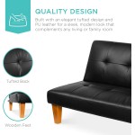 Best Choice Products Convertible Lounge Futon Sofa Bed w Adjustable Back Sturdy Wood Frame Faux Leather Tufted Design Black