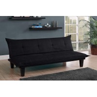 DHP Lodge Convertible Futon Couch Bed with Microfiber Upholstery and Wood Legs Black
