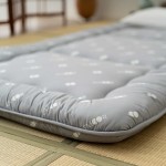 EMOOR Japanese Floor Futon Set Mattress Cover & Storage Case -Kyoto- Twin Size 39x80in Gray Sleeping Mat Tatami Bed Pad