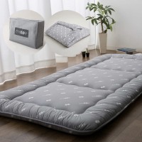 EMOOR Japanese Floor Futon Set Mattress Cover & Storage Case -Kyoto- Twin Size 39x80in Gray Sleeping Mat Tatami Bed Pad