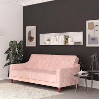 Futton-Vintage Tufted Split Back Futon Pink-You Can Lounge During The Day Or Host Guests Overnight If Need It