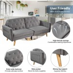 GAOPAN Modern Velvet Sectional Loveseat Futon Sofa Convertible Bed with Side Pocket Saving Upholstered Folding Couch for Compact Living Space Apartment Lounge Dorm Gray