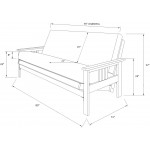 Kodiak Furniture Monterey Futon Set No Drawers with Antique White Base and Linen Aqua Mattress