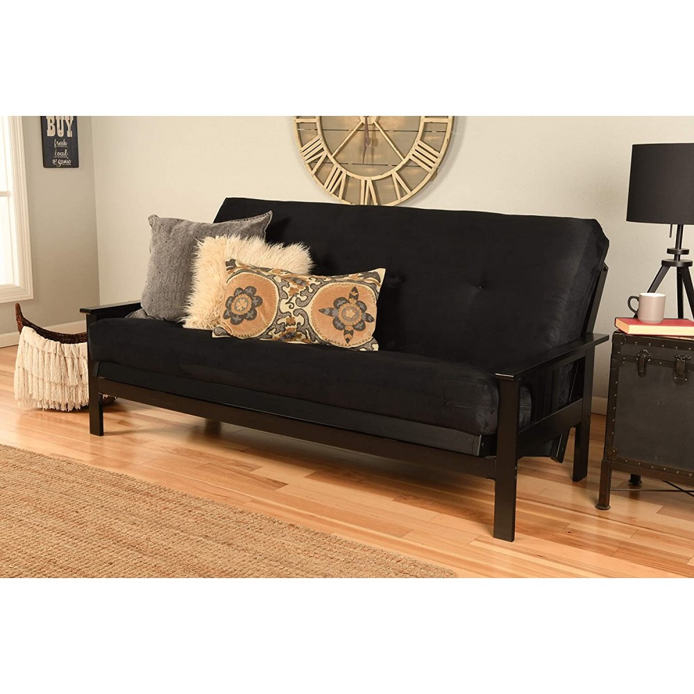 Kodiak Furniture Monterey Futon Set No Drawers with Black Base and Suede Black Mattress