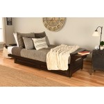 Kodiak Furniture Phoenix Full Size Futon in Espresso Finish with Storage Drawers Linen Charcoal