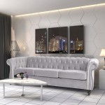 Large Sofa Modern 3 Seater Couch Furniture Three-seat Sofa Classic Tufted Chesterfield Settee Sofa Tufted Back for Living Room