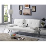 Naomi Home Futon Sofa with Armrest and Cupholders White