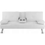 Naomi Home Futon Sofa with Armrest and Cupholders White