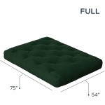 Royal Sleep Products by The Futon Factory 8 inch Foam Futon Mattress Solid Hunter Green Cover Full Size CertiPUR Certified Foams Made in USA