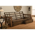Rustic Lodge Wood Frame Drawers and Mattress 8 Inch Innerspring Mattress Futon Set by Jerry Sales Suede Chocolate Fabric