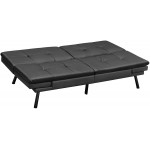 VIAGDO Convertible Futon Sofa Bed Sleeper Couch Faux Leather Couch Bed Sleeper Sofa with Adjustable Armrests for Overnight Guests for Apartment Office Small Space Living Room Black
