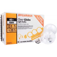 SYLVANIA Incandescent G25 Décor Globe Light Bulb 40W Dimmable E26 Medium Base Clear 2850K Warm White 6 Pack 14191