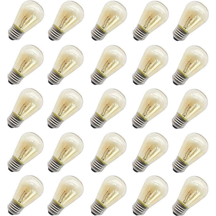 11 Watt Outdoor Light Bulbs Rolay S14 Warm Replacement Bulbs for Outdoor Patio String Lights with E26 Base Pack of 25