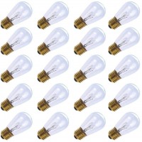 20 Pack S14 Clear Bulbs 11 Watt Warm Replacement Incandescent Glass Light Bulbs with E26 Medium Base for Indoor and Outdoor Commercial Grade Outdoor Patio Vintage String Lights