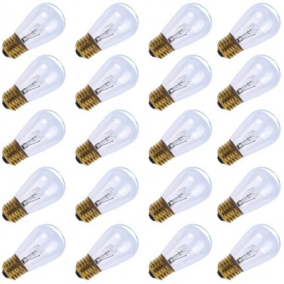 20 Pack S14 Clear Bulbs 11 Watt Warm Replacement Incandescent Glass Light Bulbs with E26 Medium Base for Indoor and Outdoor Commercial Grade Outdoor Patio Vintage String Lights