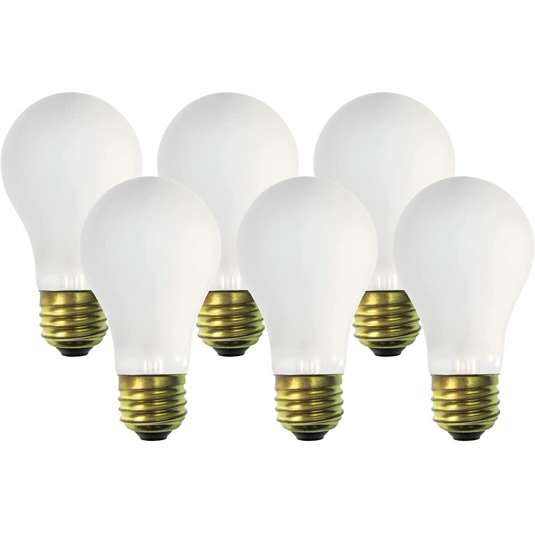 CEC Industries TS100 A19 Frosted Incandescent Replacement Edison Bulb Silicone-Coated 130V 100W E26 Medium Screw Base Soft White 6-Pack