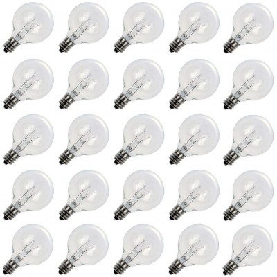 Clear Globe G40 Replacement Bulbs E12 Screw Base Light Bulbs 1.5-Inch Pack of 25