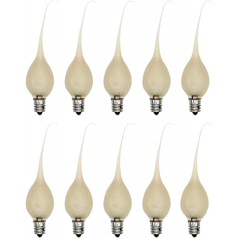 Creative Hobbies Pearlized Silicone Dipped Electric Candle Lamp Chandelier Light Bulbs Glow Gold When Lit 5 Watt  Individually Boxed Wholesale Pack of 10 Bulbs