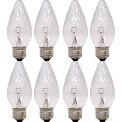 GE Lighting F15 Auradescent Incandescent Candelabra Light Bulbs Flame Tip Clear Finish Decorative F Type 40-Watt 350 Lumen E26 Medium Base 8-Pack