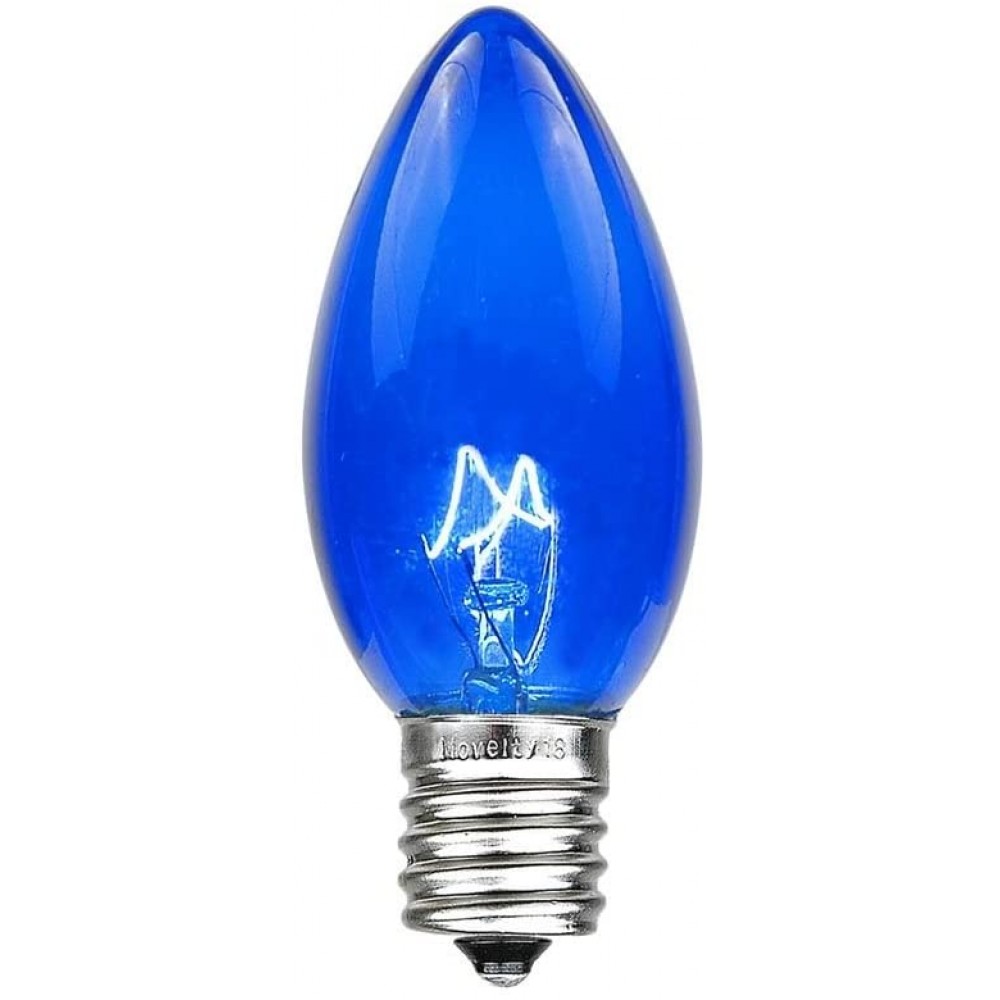 Novelty Lights 25 Pack C9 Outdoor Christmas Replacement Bulbs Blue E17 C9 Intermediate Base 7 Watt