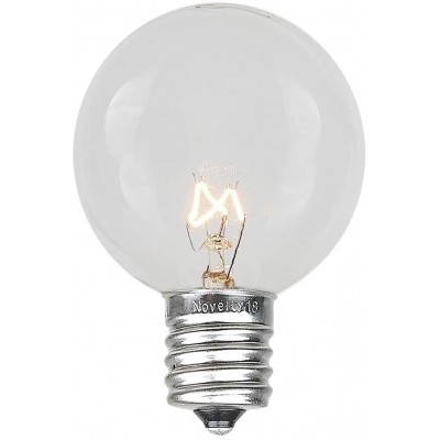 Novelty Lights 25 Pack G50 Outdoor Patio Globe Replacement Bulbs Clear E17 C9 Intermediate Base 7 Watt…