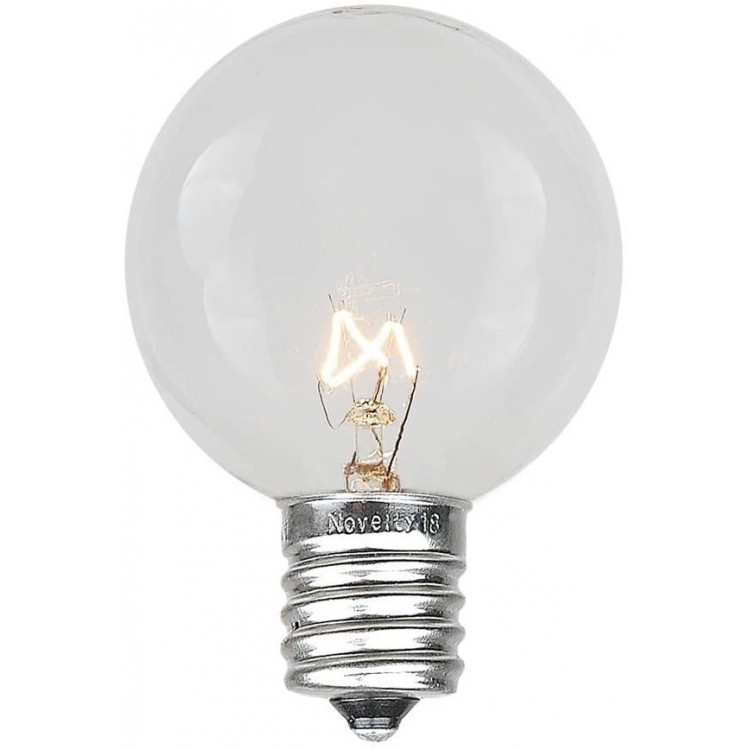 Novelty Lights 25 Pack G50 Outdoor Patio Globe Replacement Bulbs Clear E17 C9 Intermediate Base 7 Watt…