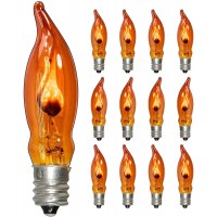 Pallerina Flicker Flame Light Bulbs Flicker Flame Shaped Light Bulbs Flickering Orange Glow Replacement Bulbs E12 Flame Candelabra Light Bulbs 12 Pack 1 Watt